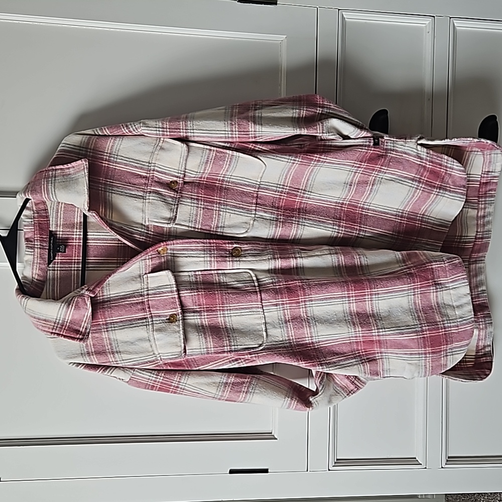 Banana Republic Shayna Shacket | Women's Pink Plaid Oversized Shacket M